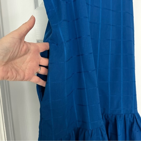 Never A Wallflower Rachel Flutter Sleeve Cotton Windowpane Dress Blue Sz XS NWT - Picture 5 of 13